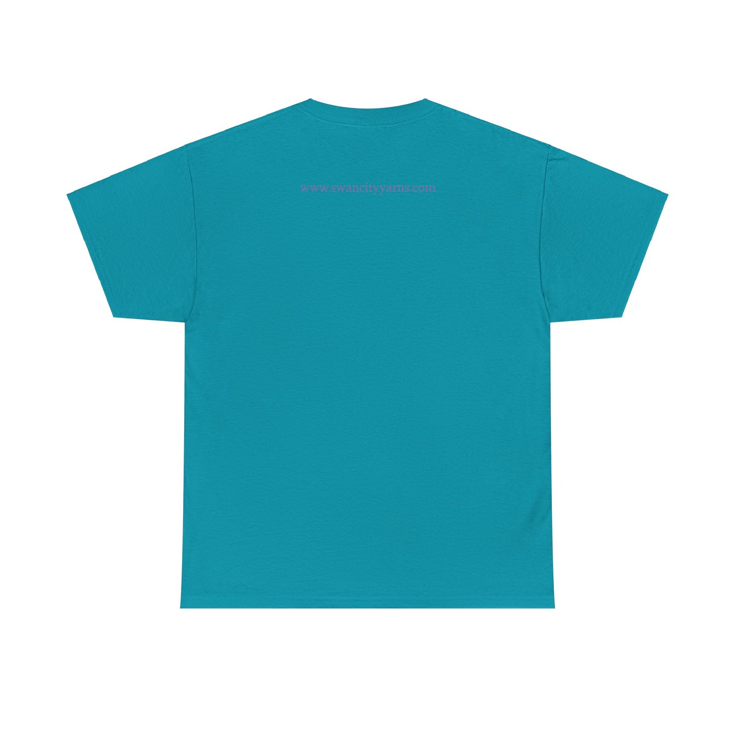 Swan City Yarns Unisex Heavy Cotton Tee - Vibrant Red with Neon Flamingo Design
