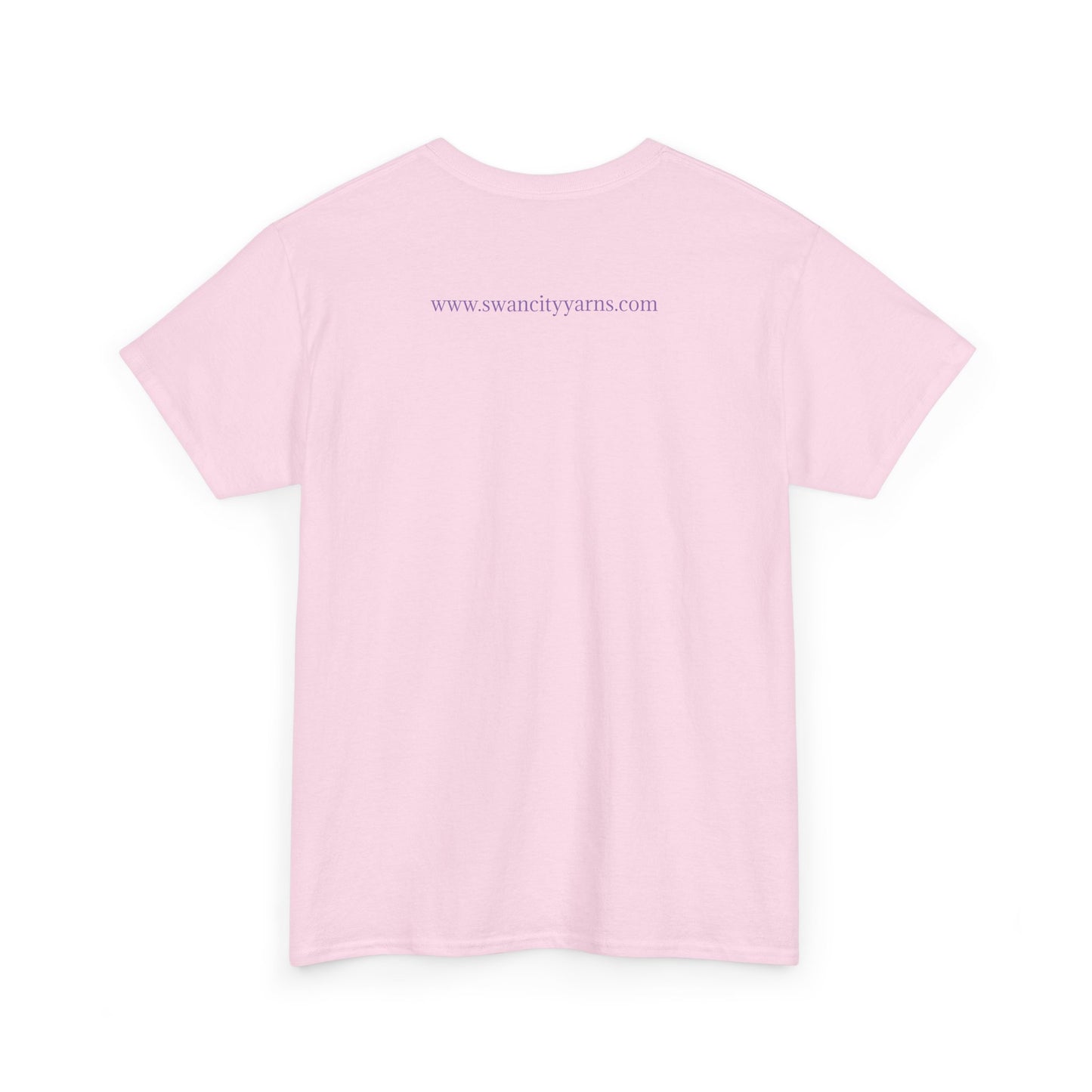 Swan City Yarns Unisex Heavy Cotton Tee - Vibrant Red with Neon Flamingo Design