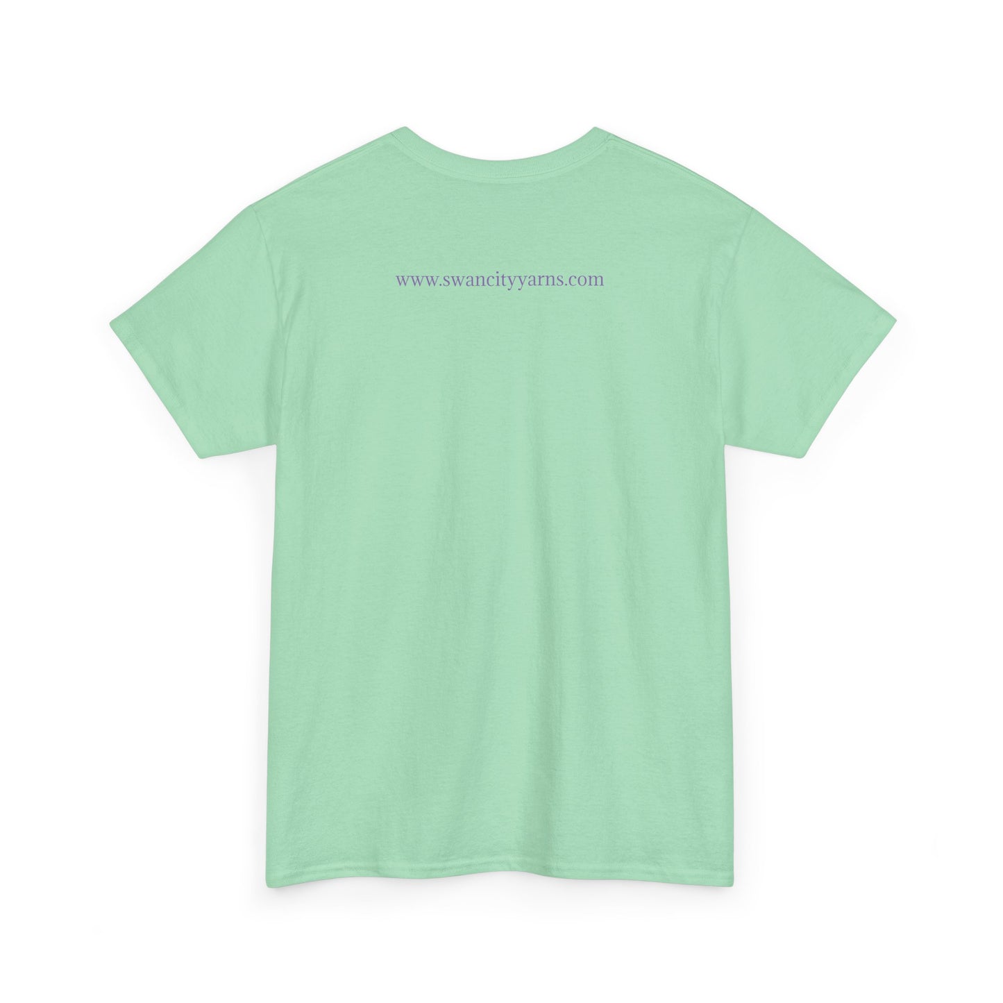 Swan City Yarns Unisex Heavy Cotton Tee - Vibrant Red with Neon Flamingo Design