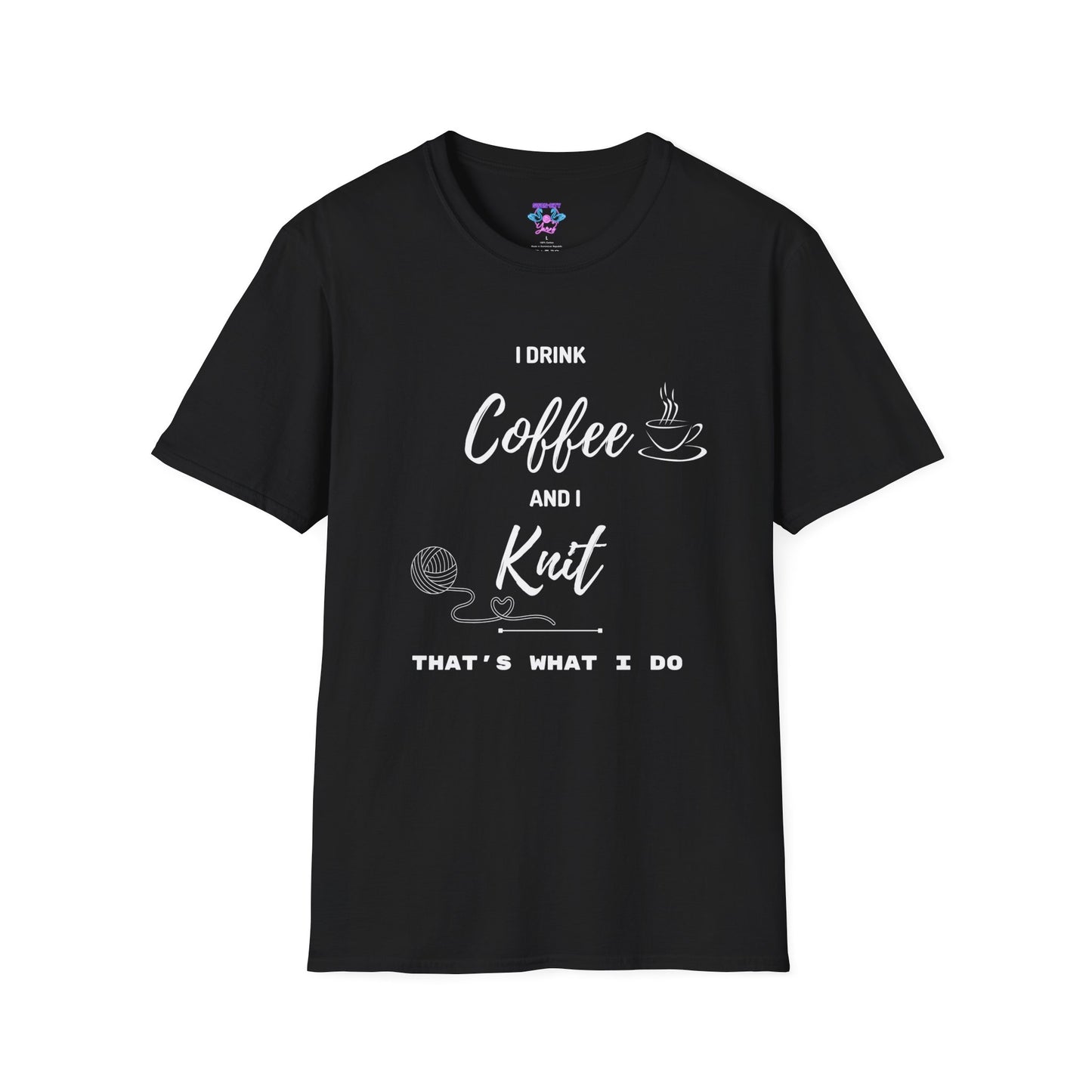 I Drink Coffee and I Knit - Unisex Softstyle T-Shirt - Comfortable Everyday Wear for All Occasions