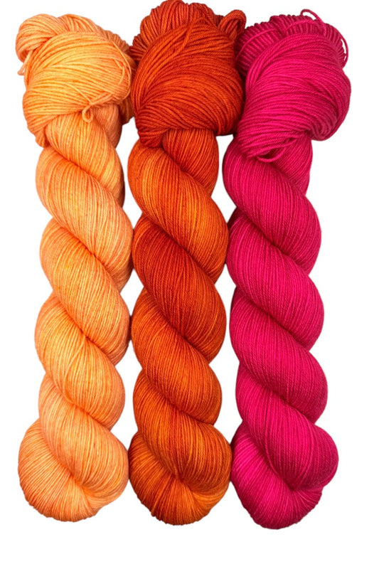 Creme Caramel & Cherry Brandy - Coordinating Cousins (DYED-TO-ORDER)