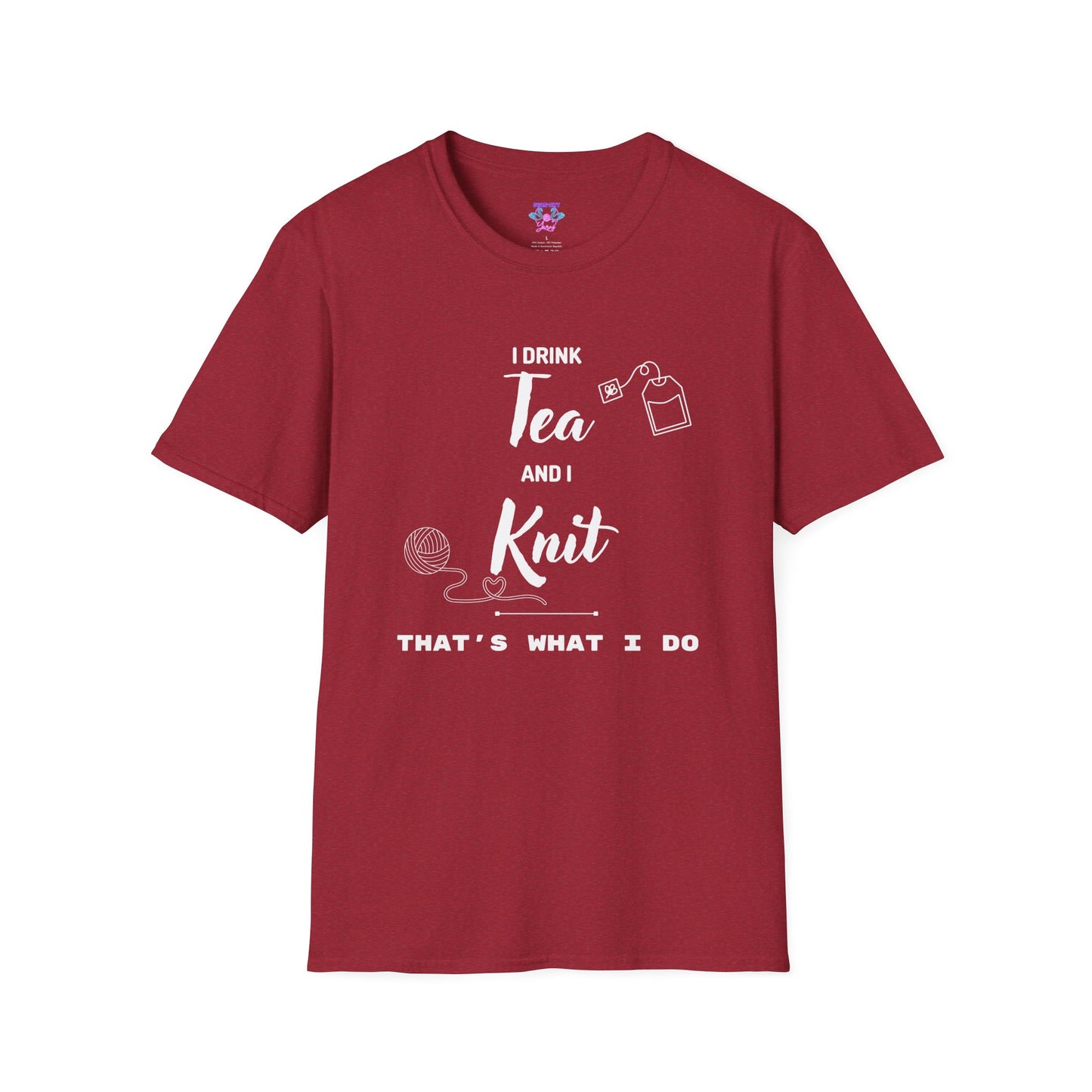 I Drink Tea and I Knit - Cool Vibes Unisex Softstyle T-Shirt - Perfect for Daily Wear & Casual Outings