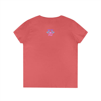 Coffee and Knit V-Neck Tee — "I Drink Coffee and I Knit - That's What I Do" Ladies' Shirt