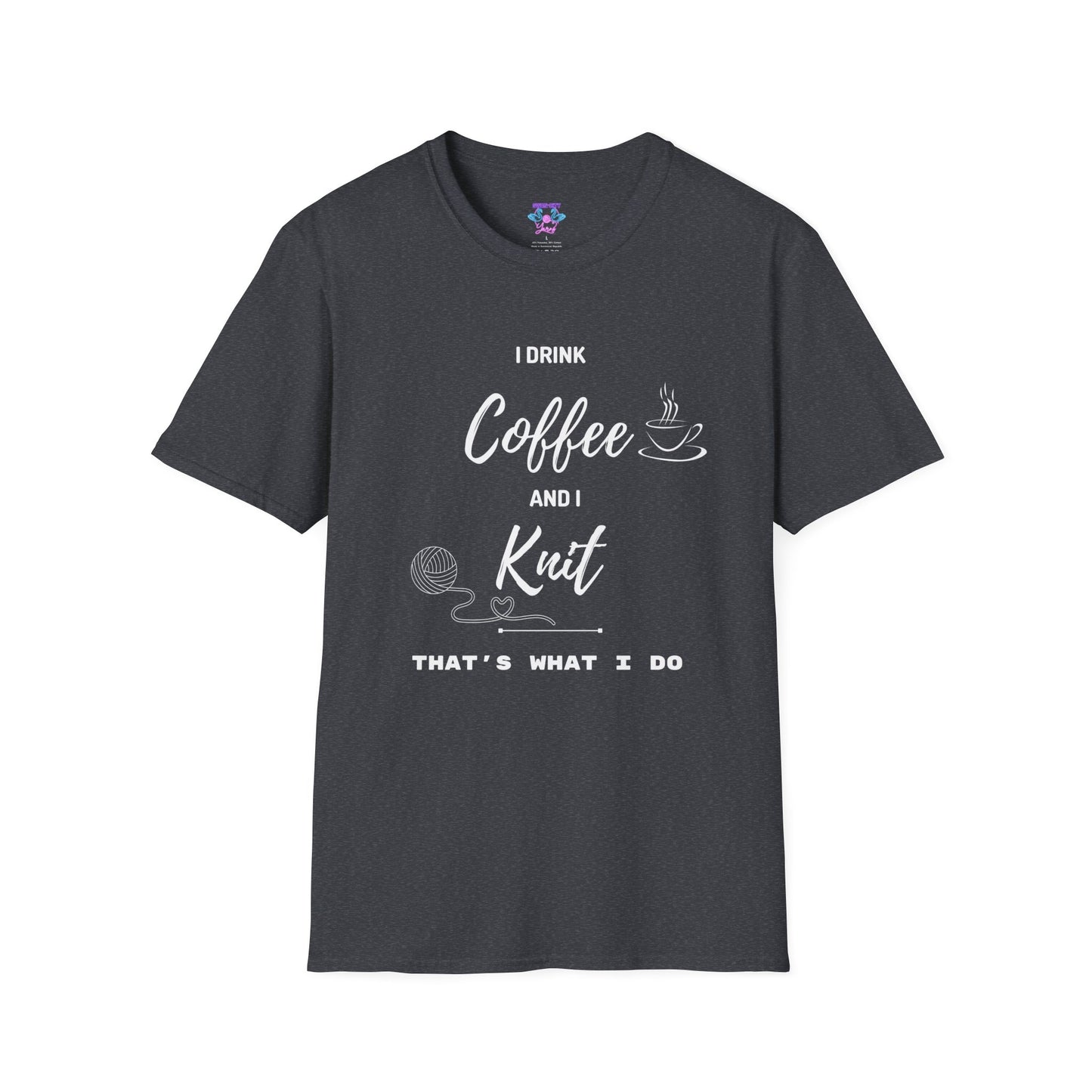 I Drink Coffee and I Knit - Unisex Softstyle T-Shirt - Comfortable Everyday Wear for All Occasions